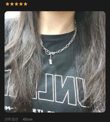halo サージカルスティールハートロックドロップツーラインネックレス / halo Surgical Steel Heart Lock Drop Two-Line Necklace