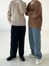 Double twist V neck knit 