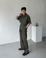 リネンベルトワイドスラックス / ECT linen belt wide slacks (4 colors)