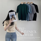 Gru half-turtleneck Short-Sleeved Cropped Knitwear
