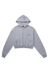 HAIF-ZIP HOODIE (CROP)_GRAY