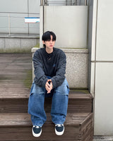 ブラッシュピンタックワイドジーンズ