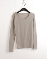 Heat unbuttoned off-shoulder snap totto button long-sleeved t-shirt