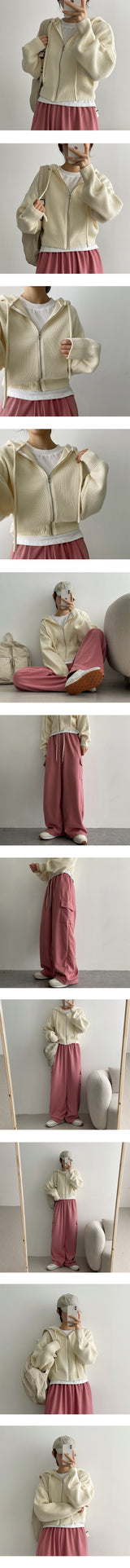 キャンディーニットウェアフードジップアップ / candy knitwear hooded zip-up
