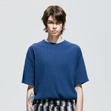 ジャカードニットTシャツ / jacquard knit t-shirt blue