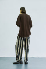 アイロ グランジ ストライプ ジャージ バンディング パンツ / airo grunge stripe jersey banding pants brown