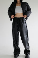 レザーストリングワイドパンツ/Leather String Wide Pants (2color)