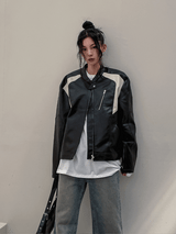 (UNISEX) ピース配色レーサージャケット