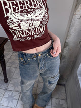 y2kヴィンテージデニムジッパーハイウエストパンツ / y2k vintage denim zipper high-waist pants
