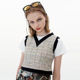 Tweed Crop Vest [Cotton Candy] (6612244168822)