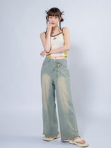 ナッシュ2カラーニットトップ / NASH 2 COLOR KNIT TOP _ LIME
