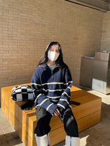 Other Border Half Zip Up Knit (3color) (6660749131894)