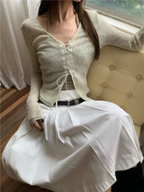 Oatmeal Long Sleeve Strap Top (with Inner)