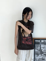 リミッティングビンテージプリントボキシーピグメント半袖Tシャツ