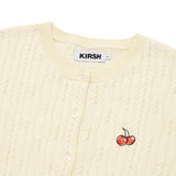 SMALL CHERRY CABLE CROP KNIT CARDIGAN [IVORY]