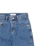 ワイドフィットスリットミディアムブルーデニムパンツ/WIDE FIT SLIT MEDIUM BLUE DENIM PANTS [16634]