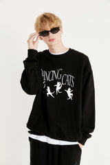 ダンシングキャッツスウェットシャツ / 25P DANCING CATS SWEAT SHIRTS_BLACK