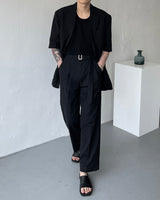 マンスリネンツータックベルトスラックス / Month )  linen two-tuck belt slacks (3 colors)