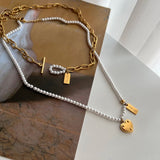 hiv パールハートキッチュネックレス/hiv Pearl heart kitsch necklace (2color)
