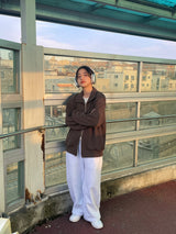 Unisex half turtleneck zip-up