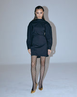 MOCK NECK STRING MINI ONEPIECE - BLACK (6635994841206)