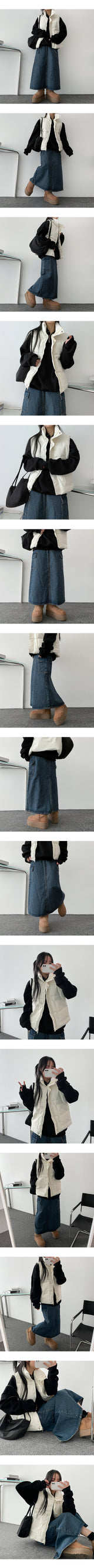 Lanca Back Slit Cargo Denim Long Skirt