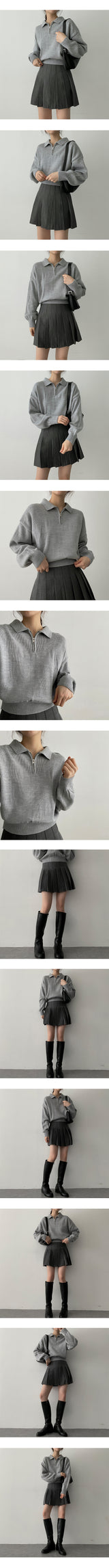 ショリンハーフジップアップクロップドカラーニットウェア / Shorin Half Zip-Up Cropped Collar Knitwear