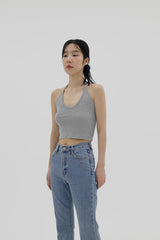 クロップドホルターネックスリーブレス / Cropped halterneck sleeveless (3color)