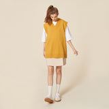 V NECK KNIT VEST_MUSTARD (6610810044534)