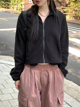 [MADE] Laco Basic String Semi-Crop Fleece Fleece Zip-up