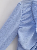 Frill shirring strap blouse