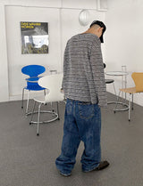 クラックウォッシングデニムパンツ/No.9625 crack wasing wide denim PT