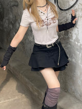 Y2k リブドクロップドウィングスTシャツ / Y2k Ribbed Cropped Wings T-Shirt