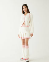 ブークルニットクロップジップアップ/BOUCLE KNIT CROP ZIP UP IVORY