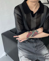 OA クロッフルカラーニットウェア / OA Croffle Collar Knitwear (4 colors)