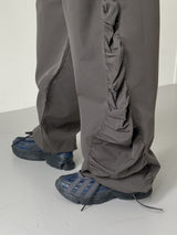 カーズサイドシャーリングツーウェイジョガーロングワイドパンツ /  Cards side shirring two-way jogger long wide pants