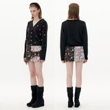 Finger Hole Strawberry Cardigan [Black] (6612251082870)