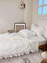 シャーリングラッフルサマーコンフォーターセット - Cream white - Q