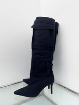 1028. Cargo stiletto long boots heel (2color)