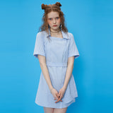 Square Neckline One-piece [Cotton Lace_Seoul Blue] (6592474906742)