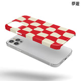 checkerboard glossy case-tomatobeige