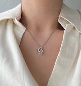 ハートパールコンビネーションピュアシンプルネックレス / hu Heart pearl combination pure simple necklace (2 color)