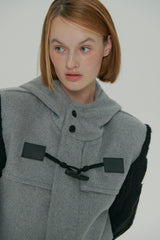  WOOL KNIT DUFFLE COAT / GRAY