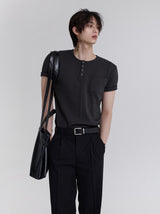 [COSYHARU MADE] single cotton short-sleeved shirt