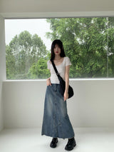 フブルビンテージリボンパンチングレースウェーブクロップド半袖Tシャツ / Hubble Vintage Ribbon Punching Lace Wave Cropped Short-Sleeved T-Shirt