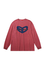BLUR HEART LONG SLEEVE_VINTAGE RED