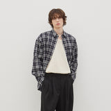 Wide Check Overfit Shirt (Navy)