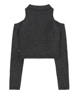 [NF] SHOULDER CUT-OUT ZIP UP (BLACK)_F23QZ268