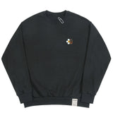 [UNISEX] Leopard Flower Smile Embroidery White Clip Sweatshirt (6655515754614)