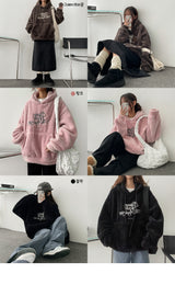 [BoA's wool lining!] Deer Jasoo BoA's wool boxy hoodie